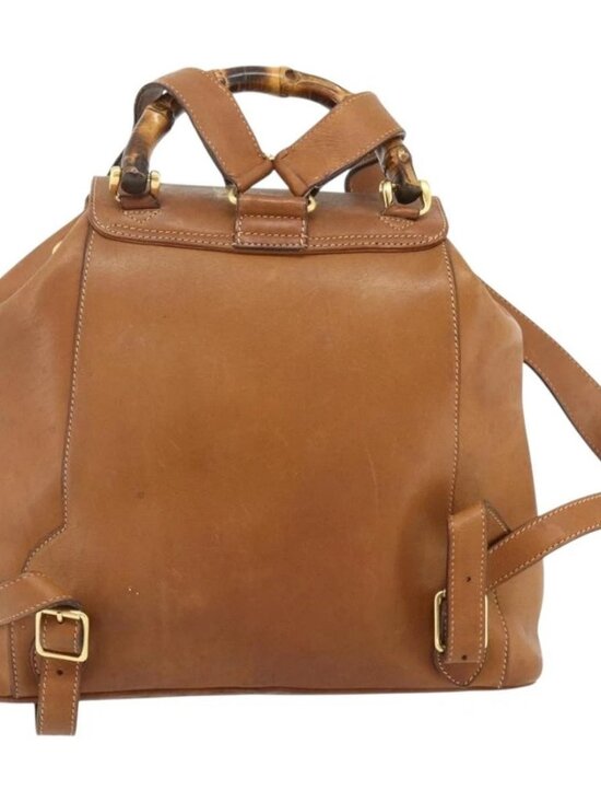 GUCCI Bamboo Backpack Leather Brown Gold 003 58 0016 Auth main image 4